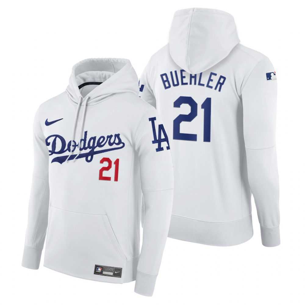 Men Los Angeles Dodgers 21 Buehler white home hoodie 2021 MLB Nike Jerseys